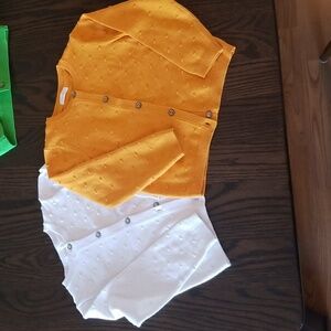 Next Mustard And White Knit Cardigans. Size 12-18mth